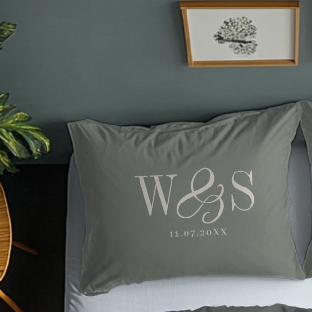 Elegant ebony initial wedding  pillow case (Creator Uploaded)