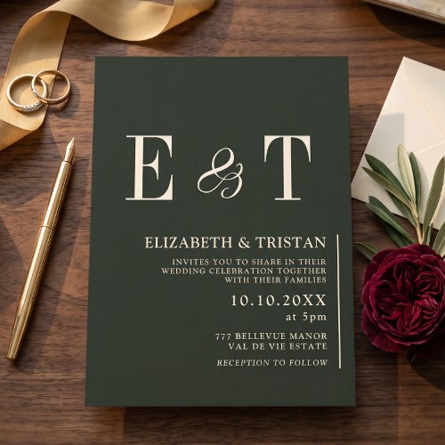 Elegant Ebony Minimalist Wedding Invitation