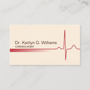 Elegant ECG wave cardiologist business card