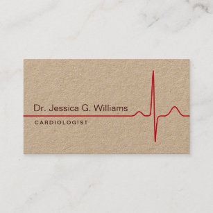 Elegant ECG wave cardiologist Kraft paper Business Card