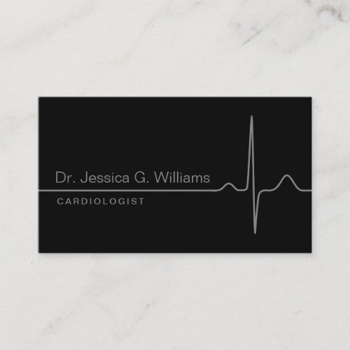 Elegant ECG wave stylish black cardiologist Business Card