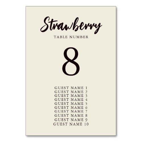 Elegant Ecru Custom Table Name Seating Assignment Table Number