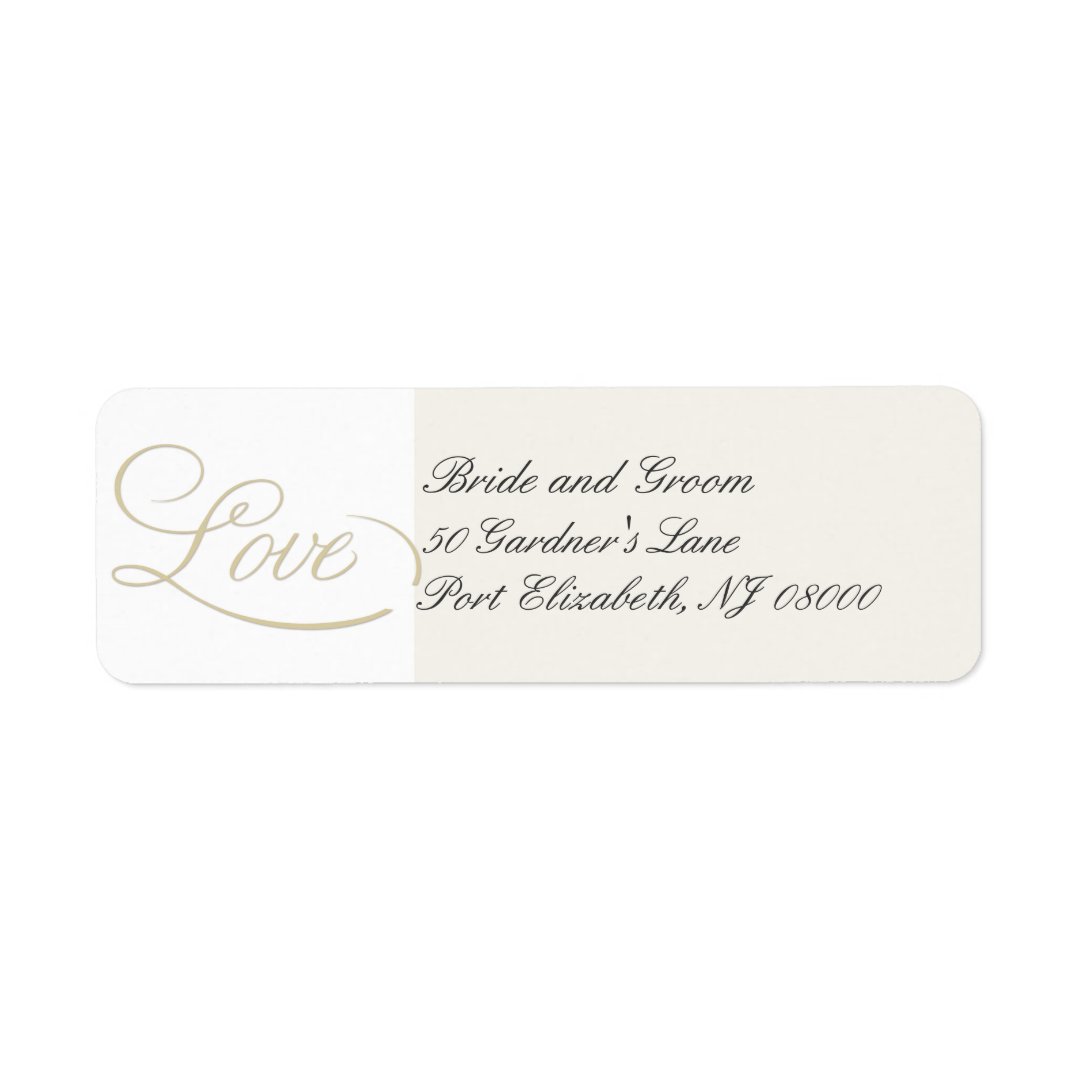 Elegant Ecru LOVE Return Address Labels Zazzle