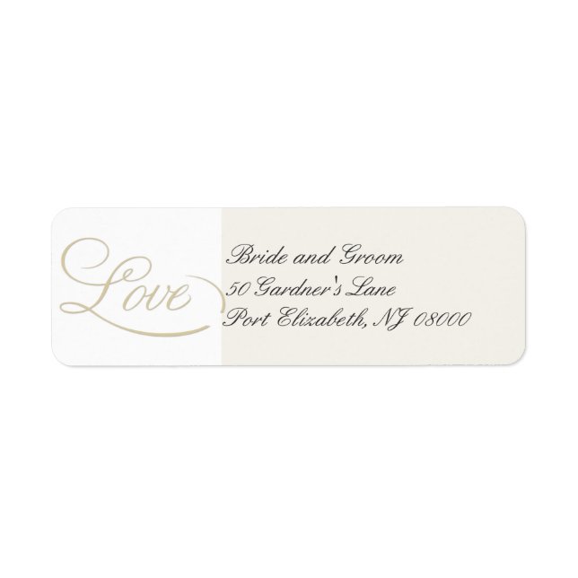 Elegant Ecru LOVE Return Address Labels (Front)