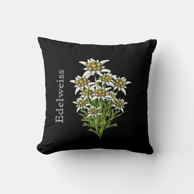 Elegant Edelweiss Floral Pillow (Front)