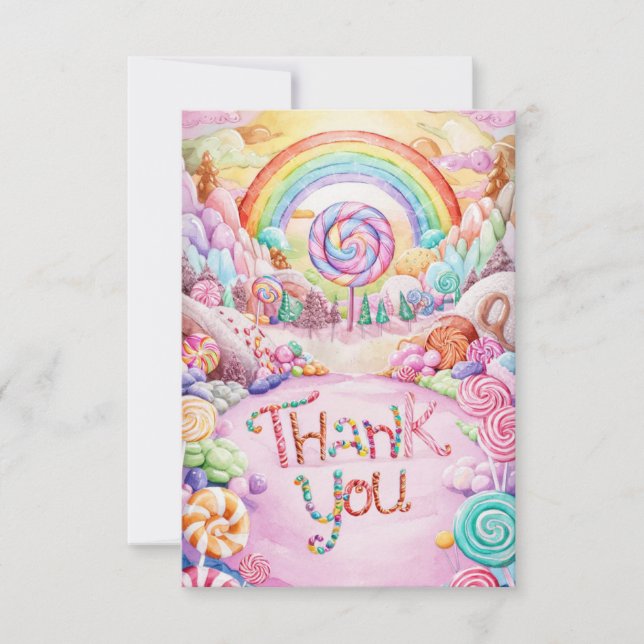 Elegant Editable Candyland thank you card  (Front)