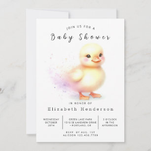 Elegant Editable Duck Baby Shower Invitation