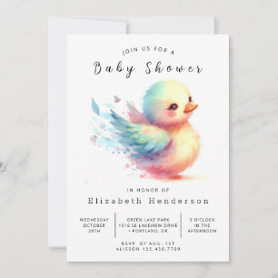 Elegant Editable Duck Baby Shower Invitation