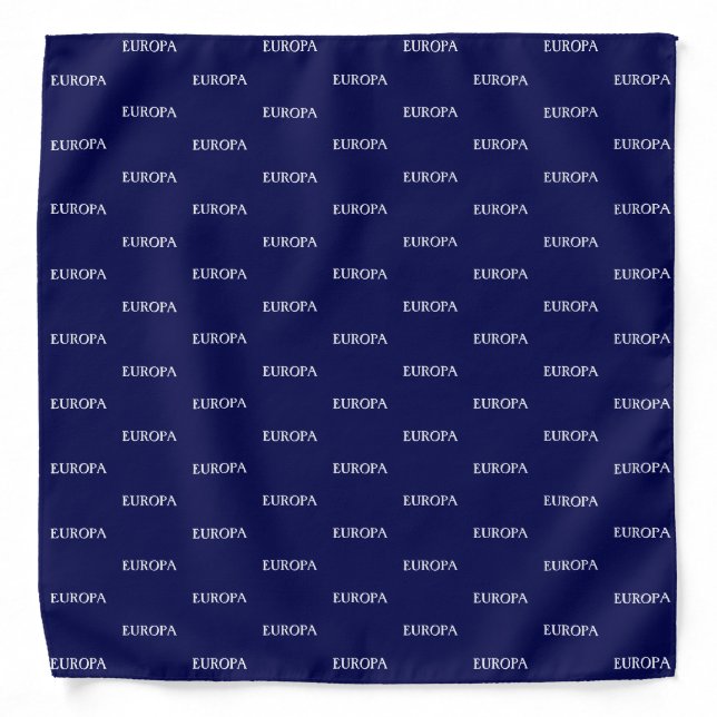 Elegant editable Europa text on navy blue Bandana (Front)