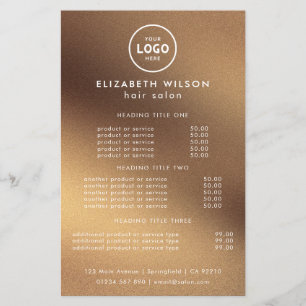 Elegant Editable Hair & Beauty Salon Menu Card Flyer