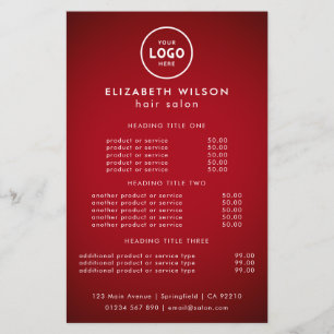Elegant Editable Hair & Beauty Salon Menu Card Flyer
