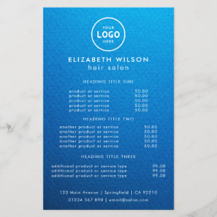 Elegant Editable Hair & Beauty Salon Menu Card Flyer