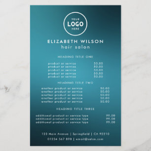 Elegant Editable Hair & Beauty Salon Menu Card Flyer