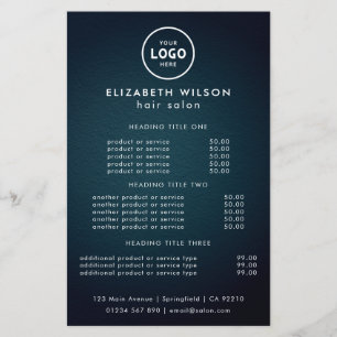 Elegant Editable Hair & Beauty Salon Menu Card Flyer