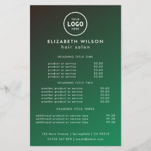 Elegant Editable Hair & Beauty Salon Menu Card Flyer