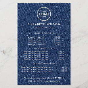 Elegant Editable Hair & Beauty Salon Menu Card Flyer
