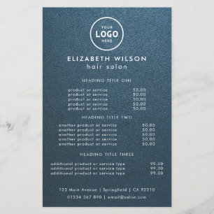Elegant Editable Hair & Beauty Salon Menu Card Flyer