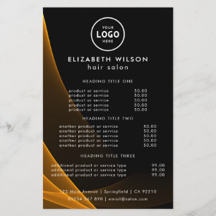 Elegant Editable Hair & Beauty Salon Menu Card Flyer