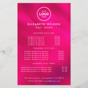 Elegant Editable Hair & Beauty Salon Menu Card Flyer