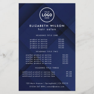 Elegant Editable Hair & Beauty Salon Menu Card Flyer