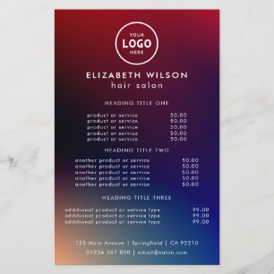 Elegant Editable Hair & Beauty Salon Menu Card Flyer