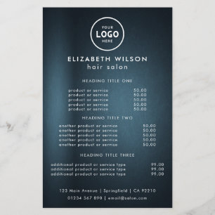 Elegant Editable Hair & Beauty Salon Menu Card Flyer