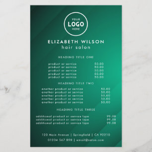 Elegant Editable Hair & Beauty Salon Menu Card Flyer