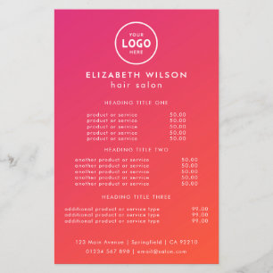 Elegant Editable Hair & Beauty Salon Menu Card Flyer