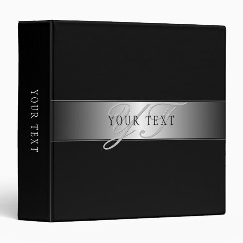 Elegant Editable Monogram Script Writing  Black 3 Ring Binder