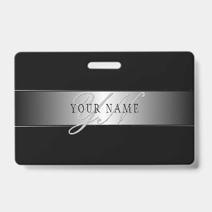 Elegant Editable Monogram Script Writing   Black Badge