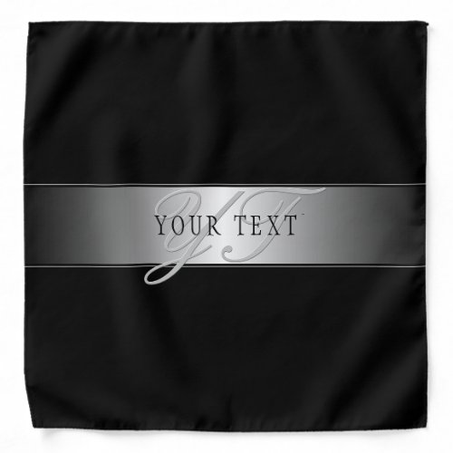 Elegant Editable Monogram Script Writing  Black Bandana