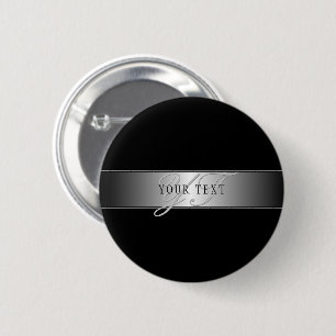 Elegant Editable Monogram Script Writing   Black Button