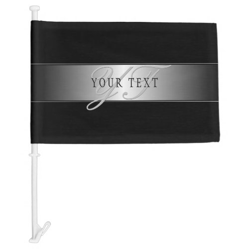 Elegant Editable Monogram Script Writing  Black Car Flag