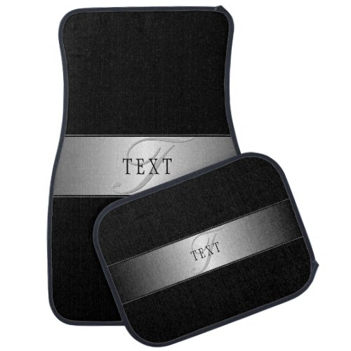 Elegant Editable Monogram Script Writing  Black Car Floor Mat