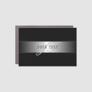 Elegant Editable Monogram Script Writing Black Car Magnet