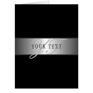 Elegant Editable Monogram Script Writing   Black Card