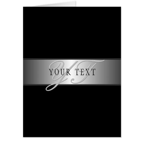 Elegant Editable Monogram Script Writing  Black Card