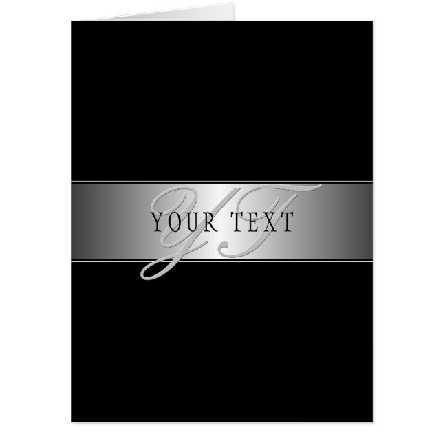 Elegant Editable Monogram Script Writing | Black Card (Front)