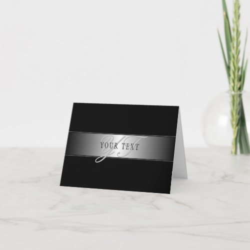 Elegant Editable Monogram Script Writing  Black Card