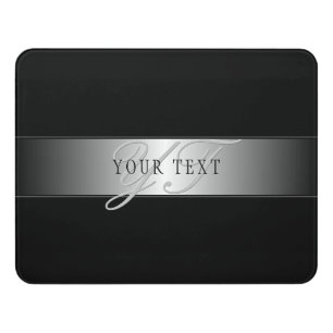 Elegant Editable Monogram Script Writing Black Door Sign
