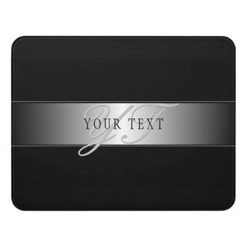 Elegant Editable Monogram Script Writing  Black Door Sign