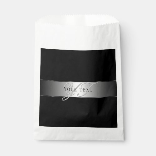 Elegant Editable Monogram Script Writing  Black Favor Bag