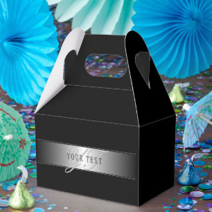 Elegant Editable Monogram Script Writing   Black Favor Boxes