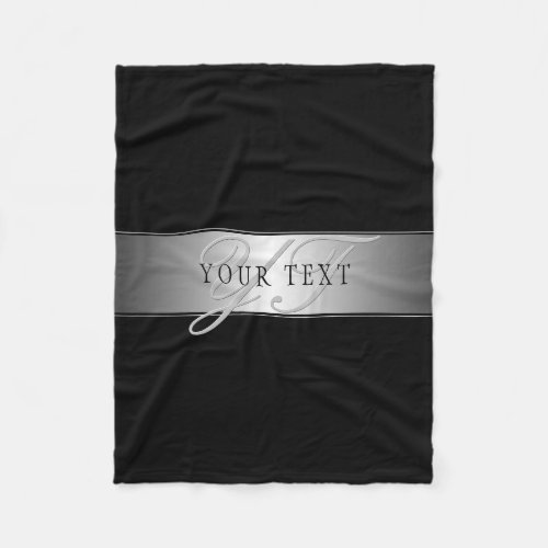 Elegant Editable Monogram Script Writing  Black Fleece Blanket