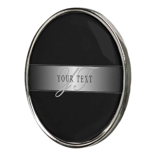 Elegant Editable Monogram Script Writing  Black Golf Ball Marker