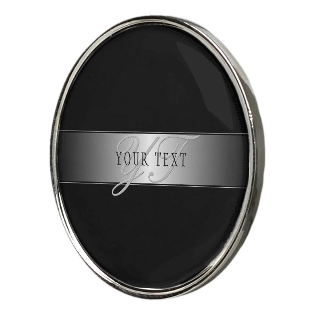 Elegant Editable Monogram Script Writing | Black Golf Ball Marker (3/4)