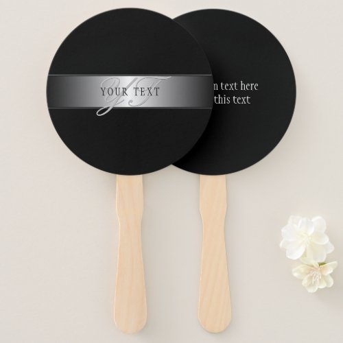 Elegant Editable Monogram Script Writing  Black Hand Fan