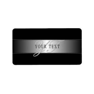 Elegant Editable Monogram Script Writing Black Label