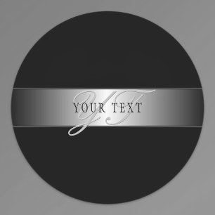 Elegant Editable Monogram Script Writing Black Labels