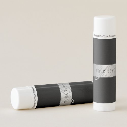 Elegant Editable Monogram Script Writing  Black Lip Balm